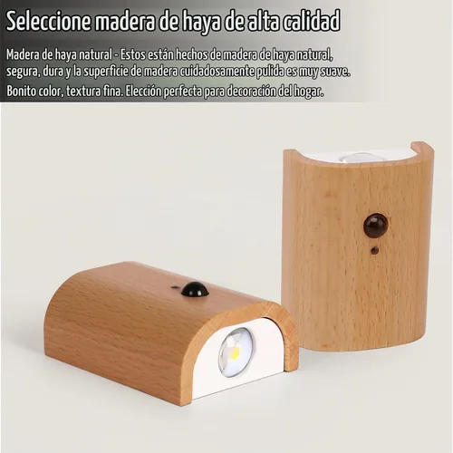 Vista 7 de LANDGOO Luz nocturna de madera de fresno blanco con sensor de movimiento inteligente - Luz de escalera recargable de 2700K LED para dormitorio
