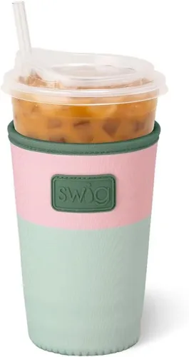 Vista 4 de Swig Life Coolie - Funda aislante para taza helada mediana de 22 onzas con asa, funda aislante de neopreno que mantiene las bebidas frías