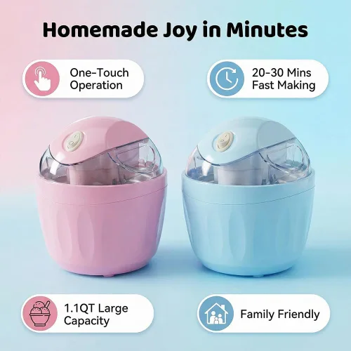 Vista 2 de Mini máquina para hacer helados, pequeña máquina para hacer postres personales para gelato, sorbete de yogur congelado, máquina de helados
