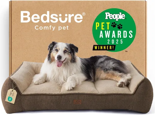 Vista 32 de Bedsure Cama ortopédica para perros de tamaño mediano, camas extra gruesas de apoyo para perros medianos con funda impermeable lavable, cómodo sofá