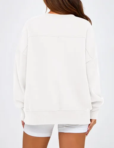 Vista 3 de BTFBM Sudaderas de cuello redondo para mujer Blanco