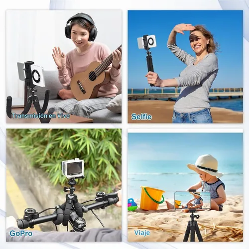 Vista 7 de UTEBIT Trípode flexible para teléfono con soporte para teléfono, cabezal