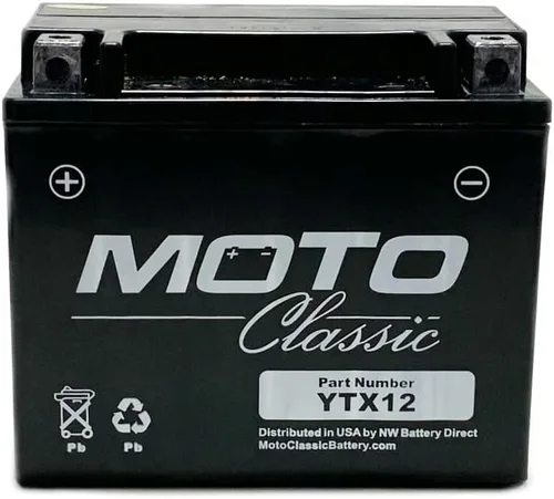 Vista 3 de MotoClassic YTX12 - Batería de repuesto sellada AGM de alto rendimiento de 12 V, 12 Ah, 220 CCA - Batería YTX12 - Reemplazo confiable