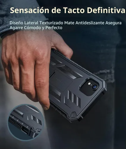 Vista 7 de FNTCASE Funda para iPhone XR, con protector de pantalla integrado, soporte Negro
