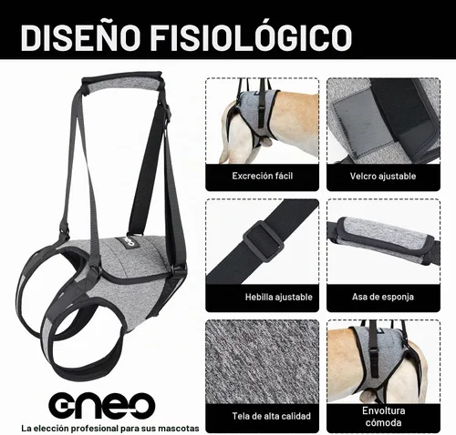 Vista 3 de Arnés de elevación para perros CNEO - Soporte ajustable para perros medianos y grandes, diseño cómodo con patas traseras acolchadas para perros