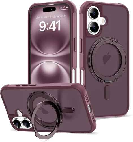 Vista 44 de Funda para iPhone 11 con soporte de anillo magnético giratorio de 360° [compatible con Mag-Safe] [Protección de grado militar] Funda translúcida
