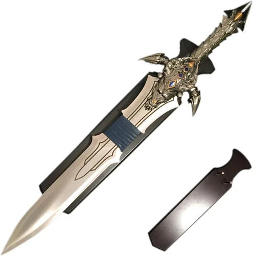 Vista 2 de Espada Lothar de acero inoxidable de 42.5 pulgadas, espada de garra de dragón retro martial arts sword with hanging plate, dragon relief craft