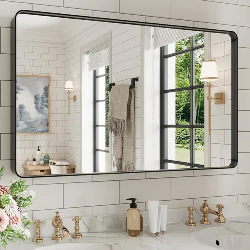Vista 31 de WEER - Espejo de baño con luces LED, 50x70cm, espejo de tocador montado en la pared, 3 colores regulables, almohadilla antiempañante retroiluminada