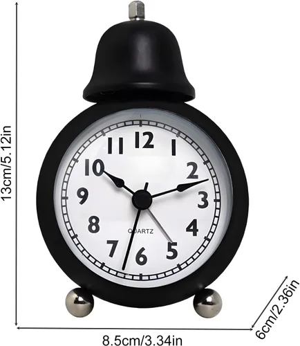 Vista 7 de Maxspace Reloj despertador clásico vintage, reloj despertador analógico retro de 3.5 pulgadas, cuarzo silencioso sin tictac con luz nocturna, reloj