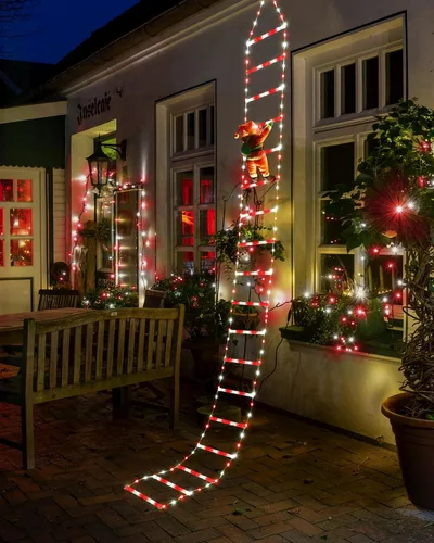 Vista 12 de Luces LED de escalera para decoraciones navideñas de 10 pies con Papá Noel
