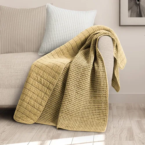 Vista 20 de Levtex Home - Colección Mills Waffle - Manta - Waffle de algodón Adobe - Tamaño de la manta 50 x 60 pulgadas.