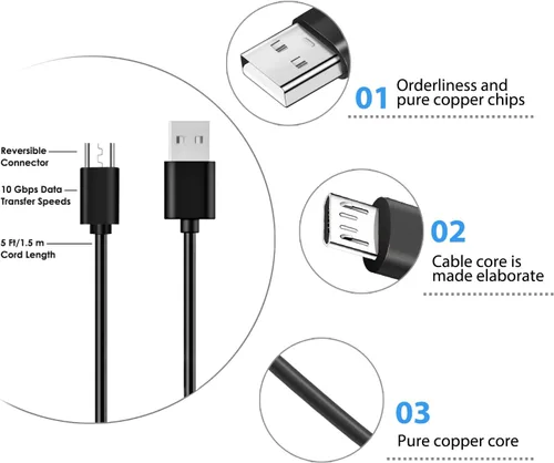 Vista 5 de Cable de carga USB de 5 pies compatible con altavoz GPS Bushnell Wingman, Bushnell Neo Ghost, Phantom, Treblab FX100 HD7 X5 XR700 XR500 N8 XR100 XGO