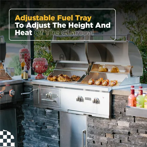 Vista 7 de Coyote C1HY50NG - Parrilla híbrida integrada de gas natural y carbón de 50 pulgadas