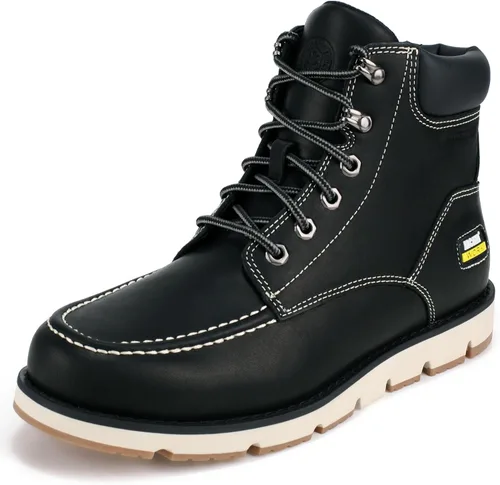 Vista 6 de Jacata Botas de trabajo para hombre Moc Toe Wedge Botas De Trabajo Para Hombre Soft Toe Antideslizante Construcción Industrial Botas de Cuero