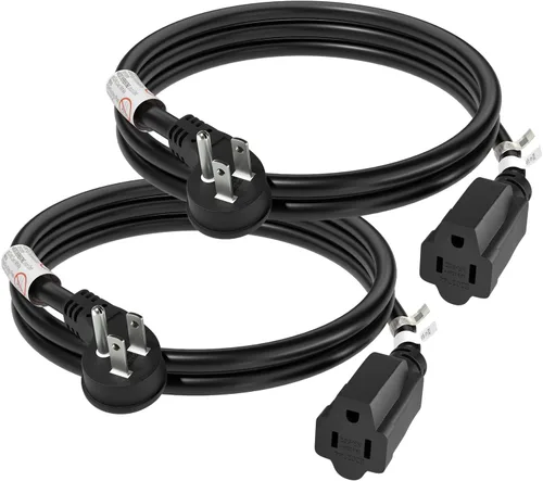 Vista 12 de FIRMERST 1875W Cable de extensión de enchufe plano 3 pies 14 AWG 15A Negro, listado UL