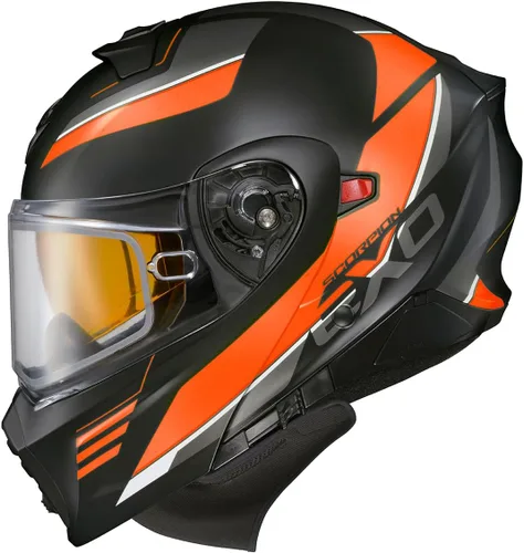 Vista 12 de ScorpionEXO GT930 - Casco modular para moto de nieve de aventura en clima frío, escudo de doble panel con caja de respiración y módulo de bolsillos