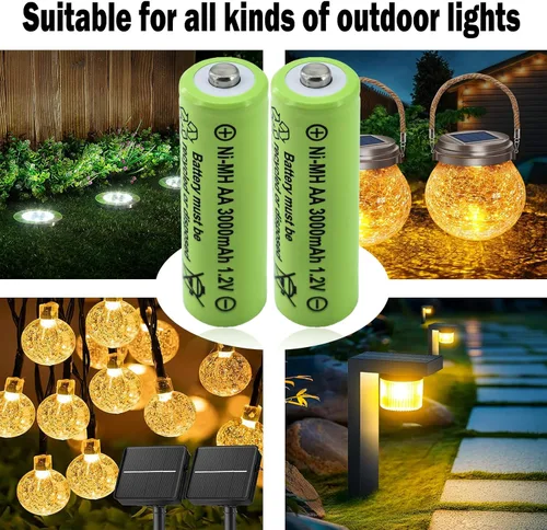 Vista 2 de 1.2v AA 3000mAh baterías recargables de alta capacidad 4 Pcs Double A Pre-Charged Ni-MH Battery 2A Long Life for Home Electronics,Outdoor Garden