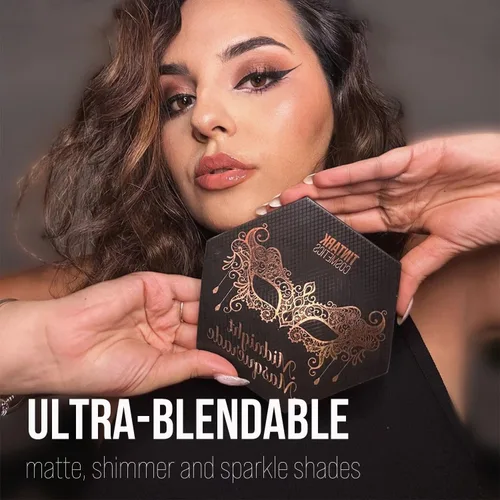 Vista 3 de Paleta de sombra de ojos ahumada negra, Midnight Masquerade 21 colores – Espectro de sombra de ojos negra mate brillante brillante para maquillaje