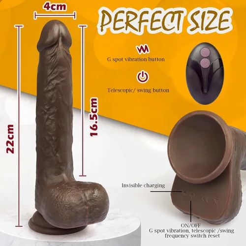 Vista 7 de Vibrador de empuje de 8.6 pulgadas con 5 rotaciones, 7 vibraciones vibratorias y calentadoras, juguete sexual para mujeres, pene telescópico