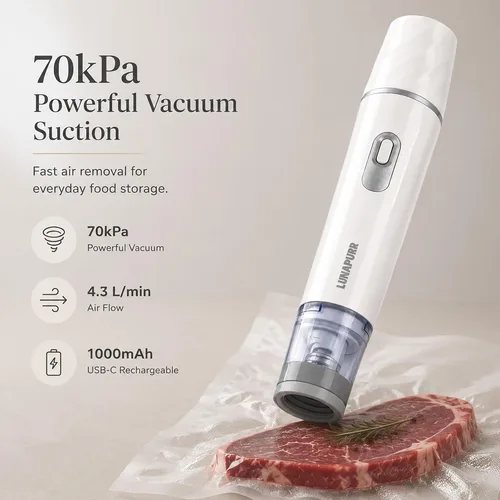 Vista 4 de Sellador de vacío de mano compacto para alimentos con 30 bolsas de vacío