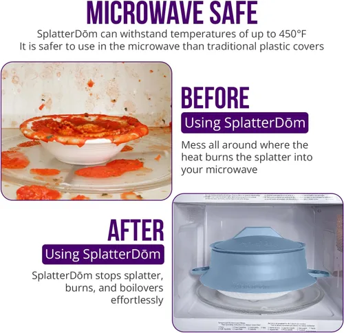 Vista 8 de L.I.Q - Protector de salpicaduras de silicona, se adapta a macetas de 8 y 10 pulgadas (20 y 9.8 in), apto para microondas y duradero, incluye tapa
