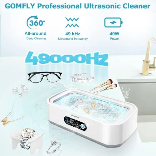 Vista 2 de Limpiador ultrasónico de joyas, mini máquina de limpieza ultrasónica de 49 kHz para gafas, joyas, anillos, aretes, anteojos, retenedores