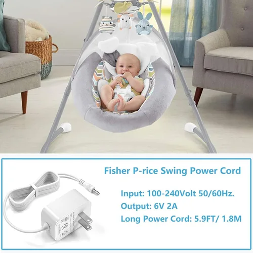Vista 5 de VHBW Fisher Price - Cable adaptador de columpio de 6 V para Fisher Price Ingenuity Cradle Swing, Rainforest Cradle Swing, Butterfly Ocean Wonders