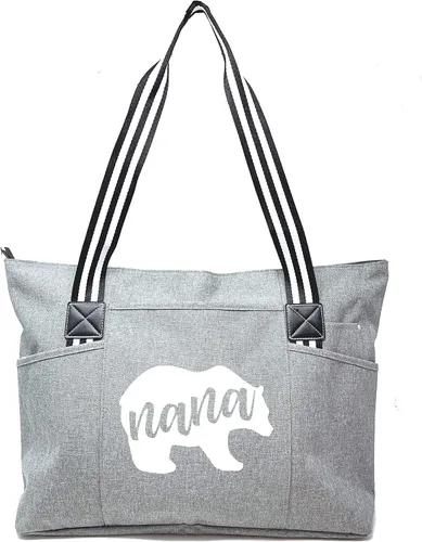 Vista 14 de Brooke & Jess Designs Bolso de mano para la abuela – Bolso de lona resistente con cremallera y bolsillo interior para la abuela para uso diario
