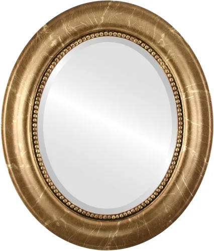 Vista 8 de OVALCREST Espejo de pared ovalado biselado para decoración del hogar, estilo patrimonial, espray plateado, dimensiones exteriores de 25 x 29 pulgadas