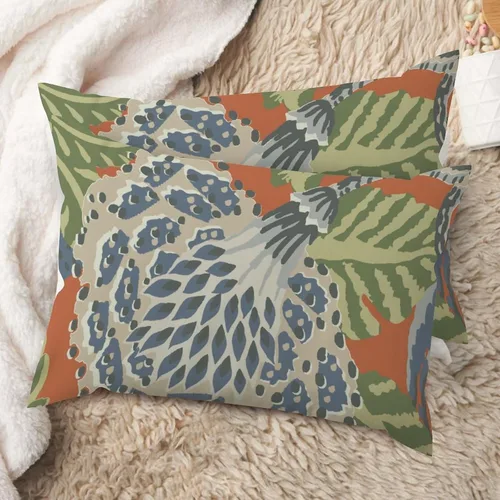 Vista 25 de Juego de 2 almohadas coloridas de estilo chinoiserie, color rosa intenso, azul real, peonía, floral, blanco, lino, estilo chinoiserie, para sofá