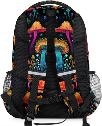 Vista 3 de Custom Name Backpack for Boys Girls Teens Rainbow Mushroom Personalized 16 Inch Kids Backpack Funny Planet Middle Schoolbag Primary Elementary