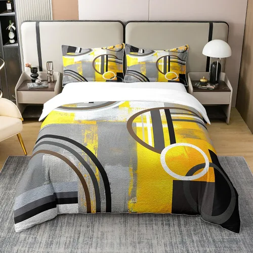 Vista 34 de Erosebridal Juego de ropa de cama de 100 % algodón a cuadros para niños y niñas, funda de edredón a cuadros, funda de edredón moderna geométrica
