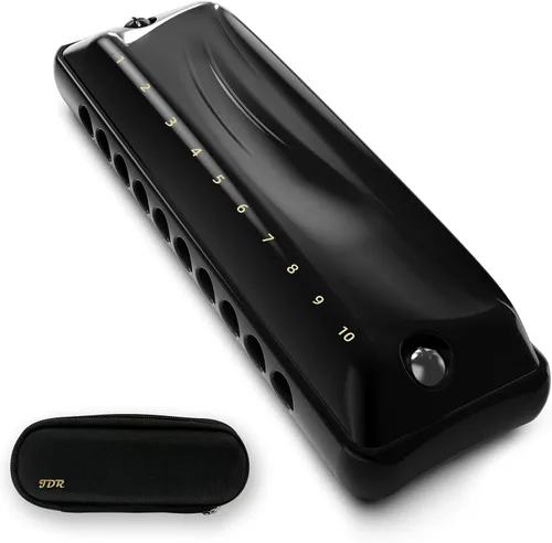 Vista 7 de JDR Armónica Key of A Ninja Blues Mini Arpa 10 Agujeros 20 Tonos Musical con Estuche para Adultos Principiantes Profesionales Estudiantes