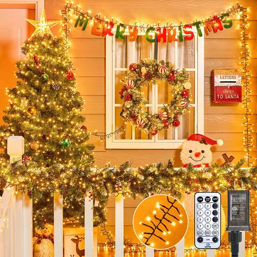 Vista 8 de Minetom Luces de Racimo LED de 50 Pies 1000 LED Luces de Árbol de Navidad Luces de Navidad para Exteriores Luces de Cadena de Petardos de Navidad