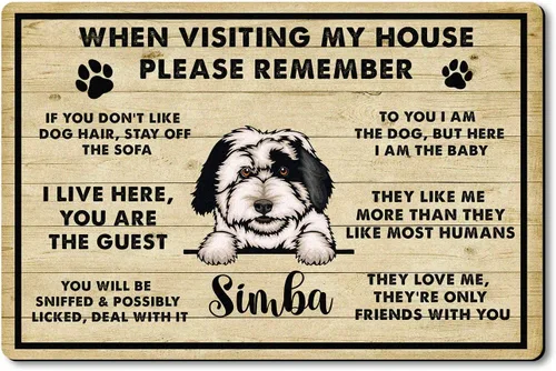 Vista 5 de VOTANTA Felpudo personalizado con mastín de abruzzese, tapetes personalizados para perros, regalos divertidos para los amantes de los perros, dueños