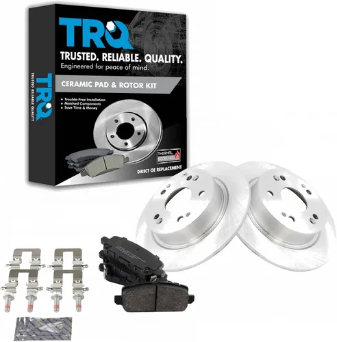 Vista 34 de TRQ Juego de pastillas de freno y rotor de cerámica trasera compatible con Honda Accord V6 1998-02 3.0L con frenos de disco traseros 02-06 Acura RSX