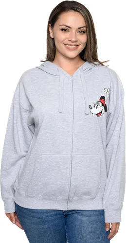 Vista 7 de Disney Sudadera con capucha para mujer con estampado de Mickey y Minnie Mouse y cremallera