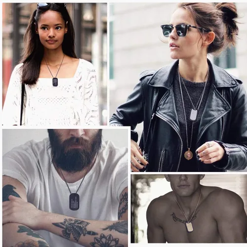 Vista 2 de U7 Collar con foto personalizada para hombres y mujeres, joyería de regalo personalizada de acero inoxidablechapado en oro, colgante de placa