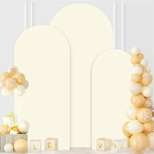 Vista 6 de MODFUNS Cubierta de Arco de Boda de 6 pies Beige de Spandex Cubiertas de Arco Chiara Cubierta de Telón de Fondo de Arco para Cubiertas de Arco Telón
