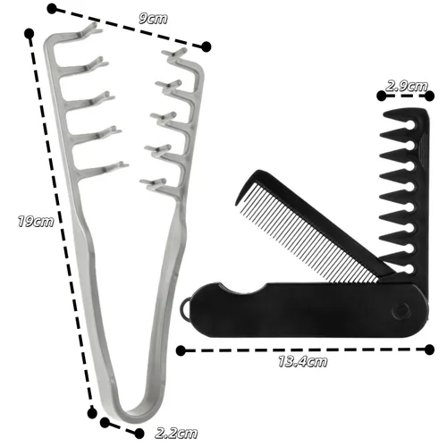 Vista 6 de 1 juego de peine de textura, peine de pelo de dientes anchos voluminosos para hombres, dientes anchos y finos 2 en 1 para textura