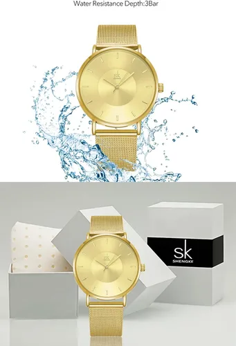 Vista 7 de SHENGKE Simple Watches - Reloj analógico de malla para mujer correa de acero inoxidable regalo de aniversario