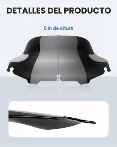 Vista 6 de Benlari - Parabrisas negro de 8" para motocicleta, compatible con Harley Davidson Touring Street Glide Electra Glide Tri Glide FLHT FLHX FLHTK FLHTC