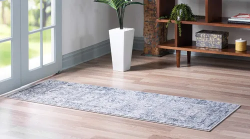Vista 5 de Unique Loom Sumter Collection Edmunds - Alfombra de área (2 pies x 6 pies, gris/marfil)
