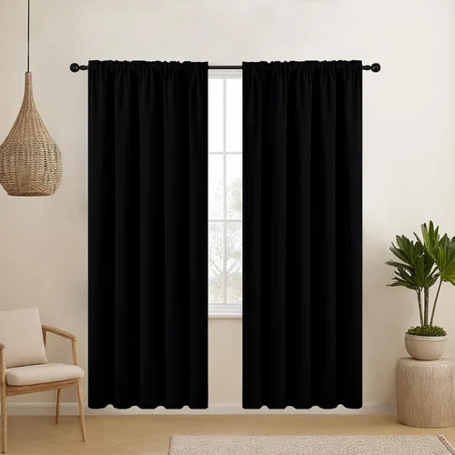Vista 23 de CUCRAF Cortinas opacas cortas para oscurecer la habitación, paneles de cortina para ventana, bolsillo para cortinero, cortinas sólidas