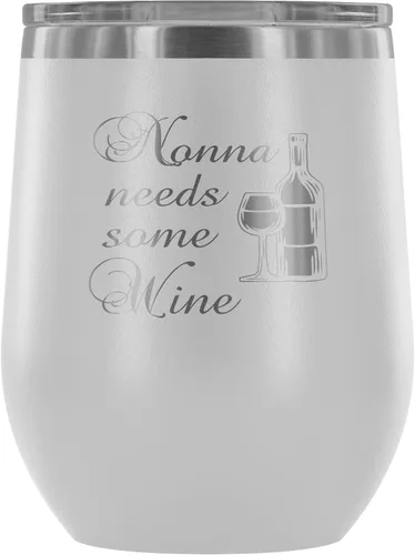 Vista 9 de Nonna Needs Some Wine - Vaso de vino aislado con tapa, vaso de vino de acero inoxidable sin tallo de 12 onzas, taza de viaje aislada al vacío