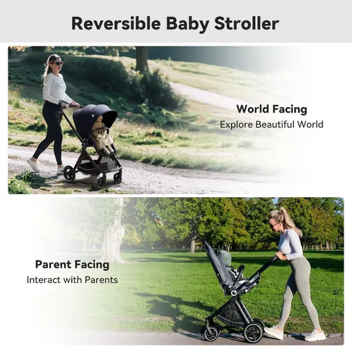 Vista 10 de EMU - Cochecito de bebé con asiento reversible, tamaño completo, con cabina reclinable, compacto y plegable para niños pequeños, para la ciudad al