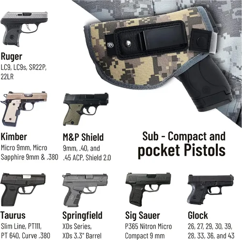 Vista 2 de IWB Gun Holster by PH - Concealed Carry Soft Material - Soft Interior - Fits M&P Shield 9mm.40.45 Auto/Glock 27 29 30 33 42 43 / Ruger LC9, LC380