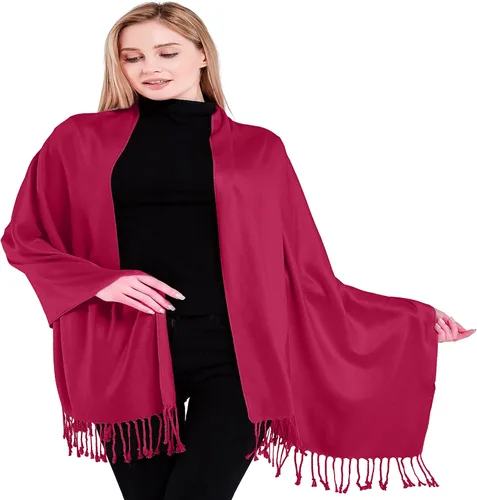 Vista 31 de CJ Apparel Solid Color Tassels Design Nepalese Shawl Seconds Scarf Wrap Stole Throw Head Wrap Pashmina Hand Made in Nepal Amarillo ámbar