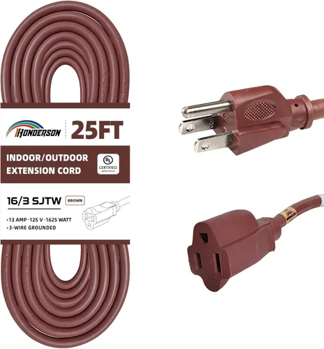 Vista 39 de Cable de Extensión HONDERSON, Certificación UL, Calibre 16, 1 Pie de Largo, Color Negro, 3 Puntas, Resistente, 16/3 SJTW, 13A, Cable de Energía