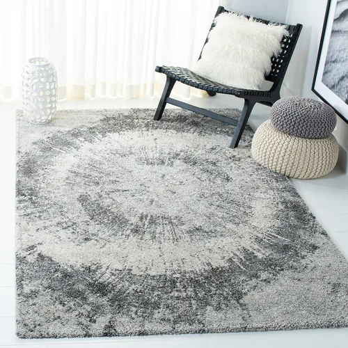 Vista 5 de SAFAVIEH Retro Collection - Alfombra de pasillo, 2 pies 2 pulgadas x 8 pies, gris y marfil, diseño abstracto moderno, no desprende pelusa y de fácil